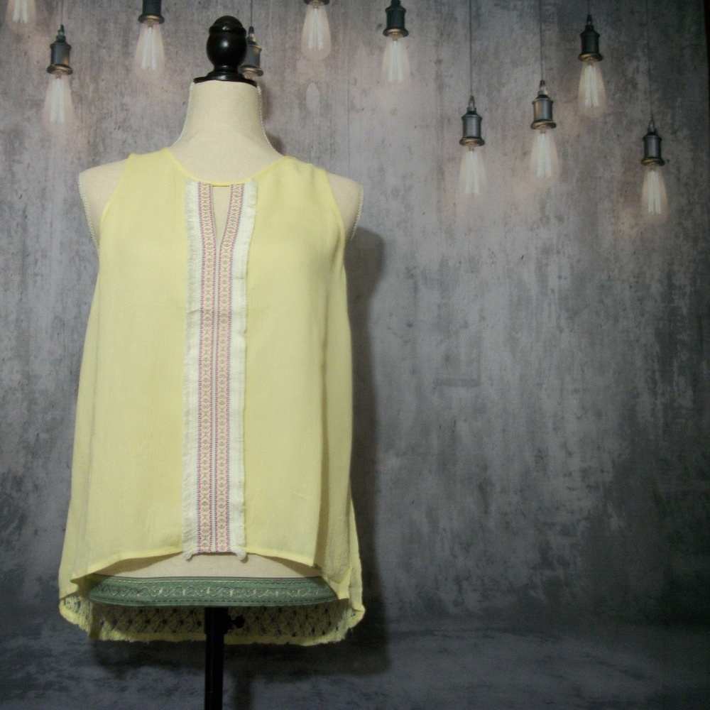 Valentine Yellow blousey tank top Sheer Back